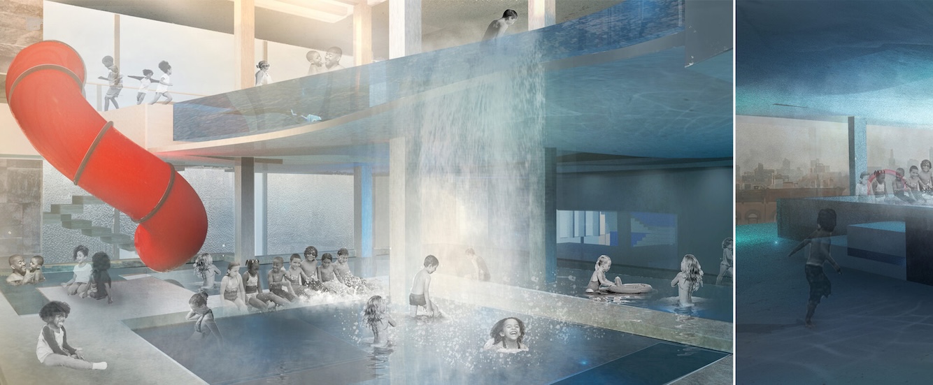 Interior design concept of a pool