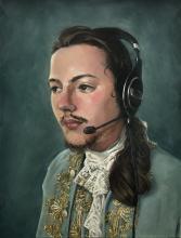 Anniella Pettengill. Keyboard Crusader, 2025. Oil on canvas.